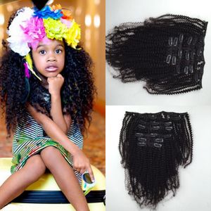 Afro Kinky Curly Clip In Extensions van echt haar Maagdelijk Braziliaans krullend Menselijk haar Clip In Extensions 10