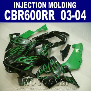 Bezpłatne Dostosuj formy wtryskowe dla Honda CBR 600RR 2003 2004 03 04 CBR600RR Green Flame Repair Maulings VJ7K