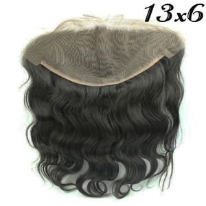 13x6 Şeffaf Dantel Frontal Kapatma Vücut Dalgası Yıkılmış düğümlerle işlenmemiş insan saçı