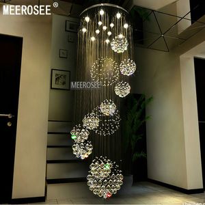 Modern Large Crystal Ceiling Light Fixture Chandeliers Indoor Lighting for Lobby, staircase, stairs, foyer Long spiral Crystal Light lustre ceiling lamp