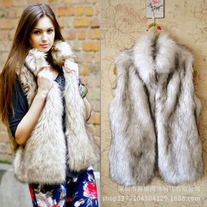 Wholesale-Plusサイズ新しい2015年秋ファッションフェイクファーベスト女性冬ウィストコートスタンドカラー偽のファーベストホットセールレディースベストA472