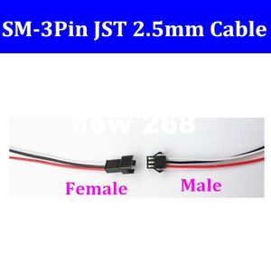 Högkvalitativ 200Set / Lot 2.5 JST SM 3-pin 3P SM3P Man och Kvinna Connector Plug med 15cm trådkabel
