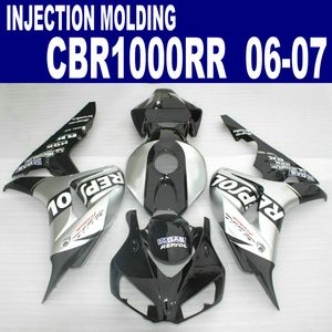 Injection molding ABS fairing kit for HONDA CBR1000RR 06 07 black silver REPSOL CBR 1000 RR 2006 2007 bodywork fairings set VV21