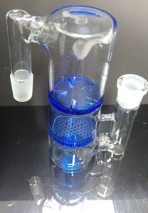 Blå Clear Green 18.8mm-18.8mm Glas Honeycomb och Whirlpool Percolator Ash Catcher Rökning Glasrör Bong Tillbehör