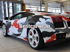 Red white Black arctic Camo Vinyl Car Wrap Film With Air Rlease Gloss Matt Snow Camouflage Pixel Car Sticker 1 52x30m Roll5x100292Q