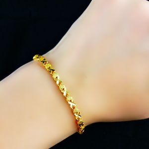 fascino Braccialetti con cavigliere a campana placcati oro femminile gioielli con sabbia alla moda riempiti d'oro Bracciale da donna largo 3 mm