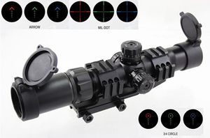 ANS Tactical 1.5-4X30 Optical Tri-illuminated Red/Green/Blue CQB Riflescope with Locking Turrets MIL DOT or Arrow or 3/4 Circle Reticle Type