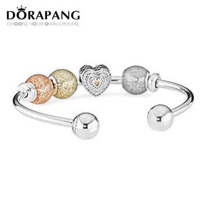 DORAPANG 925 Sterling Silver Двуглавый классический браслет кристалл ясный CZ шарик шарма приспосабливать DIY браслеты Set оптовой продажи фабрики хорошее качество