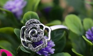 Rosesilver Ring med Cubic Zirconia Authentic 925 Sterling Silver Rings Passar för Pandora Charms Smycken Kvinnor DIY FINGERS RING Fashion 1PCS