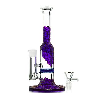 Beautiful Purple Bong Glass Bongs Percolator Dab Rigs Mini Oil Rig Straight Tube Glass Water Pipes 14mm Female Joint With Bowl