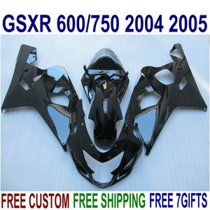 SUZUKI GSXR600 무료 배송 페어링 키트 GSXR750 2004 2005 K4 바디 키트 GSX-R600 / 750 04 05 광택있는 검은 색 페어링 세트 QE52