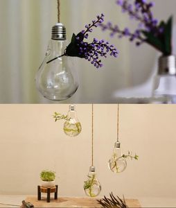 8*14CM Clear Flower Pots Planters Home Decor Glass Vases Hanging Bulb Vase Decorative Design Flower Vases Wedding Decorative Vase