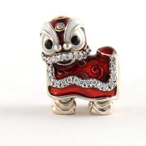 Chinese Lion Dance Charms S925 Sterling Silver Fits voor DIY stijl armband H8