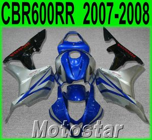 Injektionsgjutningsmaskin för Honda CBR600RR 07 08 Eftermarknaden CBR 600RR F5 2007 2008 Blue Silver Black Plastic Fairings Set FG24