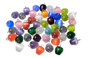 2016 Wholesale Lots Jewelry Apple Cat eye gemstone mixed Pendants Loose Beads Fit Bracelets and Necklace Charms DIY Bead0163y