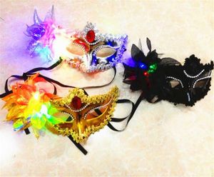 Włosze Nowy styl LED B lśniące maski migające księżniczka maska ​​taniec maska ​​bokatka maska ​​spiracone kwiatowe maski maski maski maski