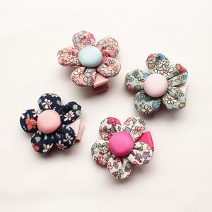 새로운 다섯 잎 꽃 머리 액세서리 baby40pcs/lot children 꽃 barrettes 공주 모양 머리카락 클립 핑크 꽃 헤어 핀