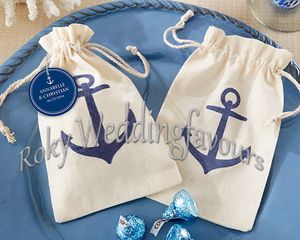 FREE SHIPPING 50pcs Voyages Anchor Rustic Mini Burlap Drawstring Wedding Shower Muslin Candy Favor Gift Bag Linen Candy Bag