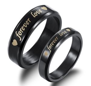 Biżuteria Czarna Moda Ze Stali Nierdzewnej Kobiety / Mężczyzna Ring Forever Love Heart Para Pierścionek Nowa Osobowość Cool Akcesoria GJ183