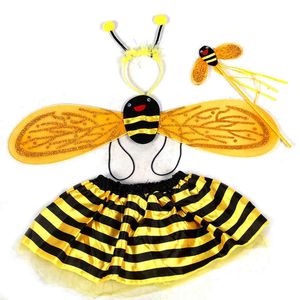 Kinderkostüme Requisiten Prinzessin Tanzrock Biene Biene Kostüm Party liefert eine vierköpfige Familie JIA179