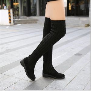 Fashion Spring Autumn Boots Winter the New Boots Boots Knitting Wool Wool High Tube Flat - Knee