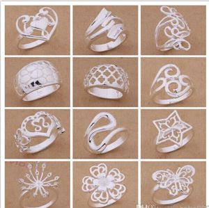 Mixed Order 24pcs/lot 925 silver plated rings fashion jewelry party style Top quality Christmas gift free shipping 1766