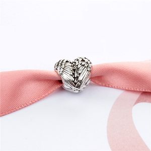 Piuma Cuore Charm Bead Moda Donna Gioielli Splendido Design Stile Europeo Adatto Per Braccialetto Pan