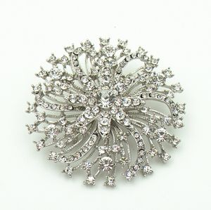 2 Vintage Silver Tone Clear Rhinestone Crystal Diamante bruidstaart Broche