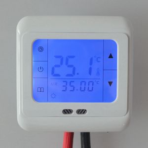 Freeshipping Dijital Dokunmatik Ekran Yerden Isıtma Sıcaklık Kontrolü Haftalık Programlanabilir Oda Termostatı Mavi Aydınlatmalı NTC Sensörü