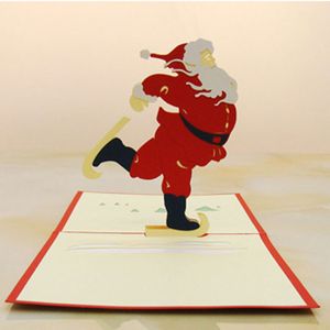3D Frohe Weihnachten Weihnachtsmann Santa Claus Geschenkbox Grußkarten Mode Cut Pop Up Papier Handgemachte Postkarten Festliche Partei Lieferungen