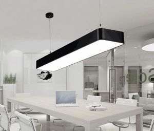 Classroom office modern LED ceiling pendant lamp rectangle suspended lighting led pendant light fixtures AC85-265V white/black LLFA