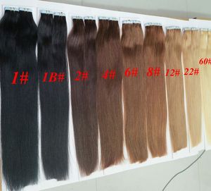 50g 20pcs / 팩 접착제 피부 weft pu 테이프 인간의 머리카락 확장 18 20 22 24inch 브라질 인도 머리 확장