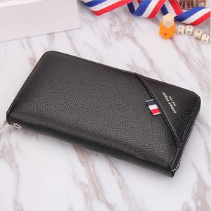 2017 style new Korean version of the style of large-scale commercial zippers with red and white blue fashion splicing long men's wallets
