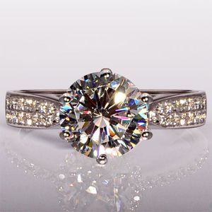 Spedizione gratuita taglio rotondo Hot 4ct Topaz Diamonique diamante simulato 14KT oro bianco riempito GF fidanzamento donna anello nuziale Sz 5-11