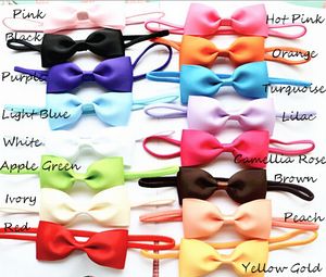 100 sztuk Baby 2.5inch Hair Bow z Mini Cienki Elastyczne Opaski Girl Accessorie Fryzury Kwiat Kwiat Włosów Zespół Smukłe Gumowe Włosy Krawaty PJ5283