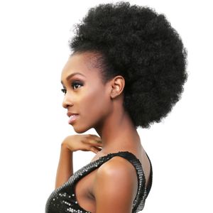 100 Human Hair Ponytail Extensions Brasilianska Afro Kinky Curly Top Clip CLIP INS Ponytail Extensions för afroamerikanska kvinnor g st