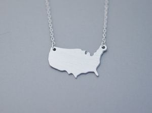 10st -disposition USA MAP NECKLACE USA Silhuett Map Necklace Geometric America Country Nation Halsband för jorden