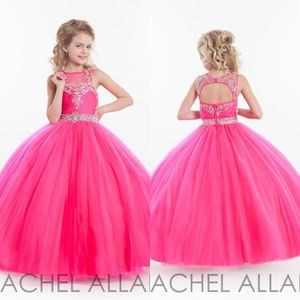 Girls Pageant Dresses Little For Girls Gowns Toddler Pink Kids Ball Gown Floor Length Glitz Flower Girl Dress For Weddings Beaded