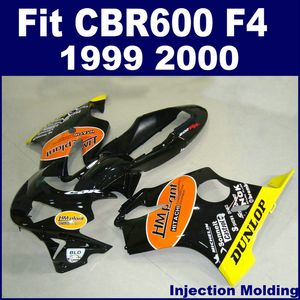 7Gifts + 100% formsprutning för Honda Fairings CBR600 F4 1999 2000 Svart 99 00 CBR 600 F4 FAININGS KITS MKOH