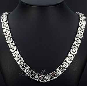 Fashion New Bohemian Style Jewelry 8mm 24'' Silver Stainless Steel flat byzantine Curb Link Necklace Chain for Friends holiday Gifts on sale