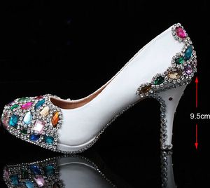 New Arrival Handmade Ślubne Popularne Białe Bridal High Heel Dress Buty Kryształowe Damskie Buty Matka buty panny młodej