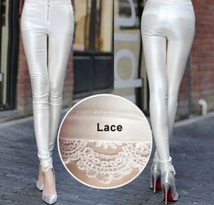 Großhandel – Sommer-Bleistifthose aus glattem, hochwertigem Stoff für Damen, Perlized White Champagne Shinning Satin-Leggings für Damen