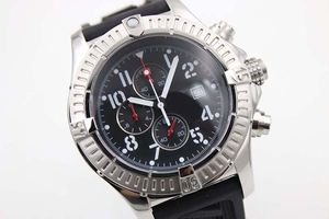 Ny svart urtavla Seawolf Watch Rubber Sea Wolf Quartz Chronograph Belt Mens White Rostfri Pointer Watches Men's Sports Wristwatches