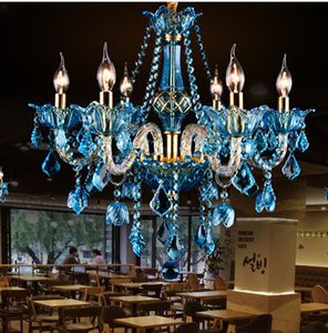 Italië blauw café licht lustres eetkamer multi-color moderne kristallen kroonluchter led home verlichting KTV restaurant bar lampen lampadario