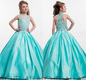 Vestidos de concurso para meninas Novos anjos perfeitos por Rachel Allan Decote quadrado Pa Pageant Vestido feito sob medida Princesa Bola Até o chão Festa infantil Presente para crianças