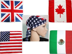 100% algodón pelo Bandana Beanie Tie Down Hat Head Wrap EE. UU. Canadá Canadá México bufanda de la bandera, 12 unids / lote envío gratis en venta