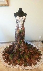 Lace Mermaid Dresses with Strapless Sexy Camo Bridal Custom Made Floor Length Long Wedding Dress Spring Style