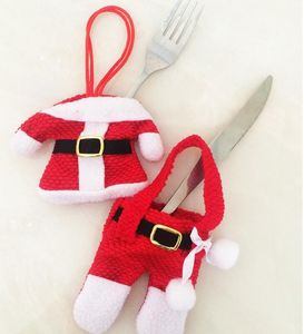 Gratis dhl santa silverware hållare fickor middag dekor julbord dekorationer xmas grossist julbord dekoration ct041