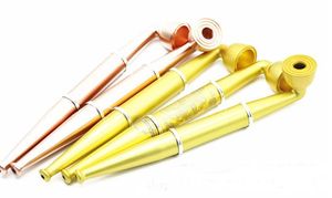 Double Use Smoke Pot Metal Pipe Golden Yellow Detachable Cleaning Wholesale Tobacco Rod