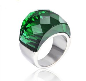 Mode Stor Crystal Sten Ringar För Kvinnor Rostfritt Stål Zirkon Bröllop Ring Party Smycken Dropshipping White Black Red Green